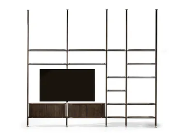 Libreria a giorno in vetro con fissaggio pavimento-soffitto STEM Naturedesign