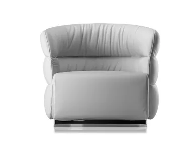 Poltrona girevole in pelle con braccioli COUTURE Natuzzi Italia