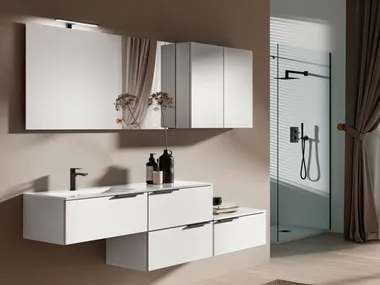Mobile lavabo singolo sospeso con lavabo integrato SMILE Neobath