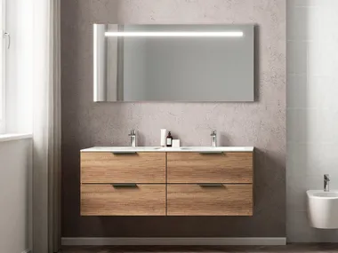 Mobile lavabo doppio sospeso in Ocritech con specchio SMILE Neobath