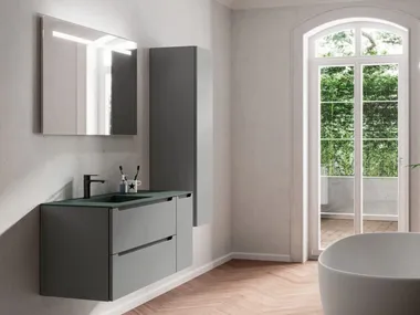 Mobile lavabo sospeso in Fenix-NTM® con lavabo integrato SOFT Neobath