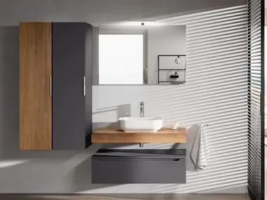 Mobile lavabo sospeso singolo in Ocritech con specchio SOFT Neobath