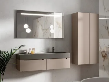 Mobile lavabo sospeso singolo in ceramica con lavabo integrato SOFT Neobath