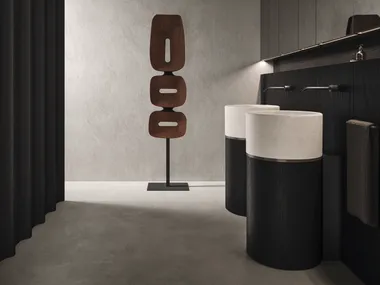 Lavabo rotondo freestanding in rovere e marmo ROMA 24.04 Noorth