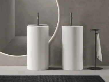 Lavabo freestanding rotondo in Cristalplant® TUBE 24.02 Noorth