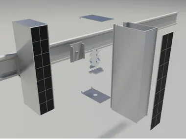 Facciate estetiche schermanti frangisole SYSTEM BLADE PHOTOVOLTAIC CELLS PACUR
