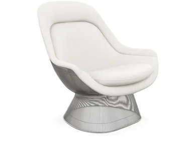 Poltrona in acciaio e tessuto con braccioli PLATNER Knoll