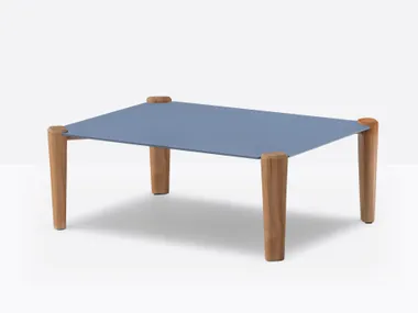 Tavolino da giardino rettangolare basso in alluminio e legno FIBRA FBRT Pedrali