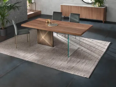 Tavolo fisso con piano in legno CUBRIC RIFLESSI