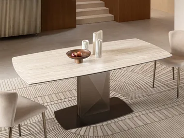 Tavolo fisso e allungabile con piano in ceramica o legno SABINO RIFLESSI