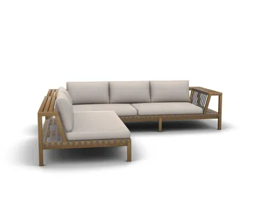 Divano da giardino angolare modulare in teak NETWORK RODA