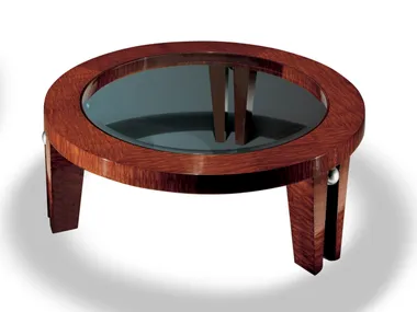 Tavolino rotondo in legno e vetro FOUGERE Radice