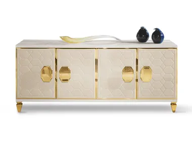 Madia in legno con ante a battente in pelle HIVE Radice