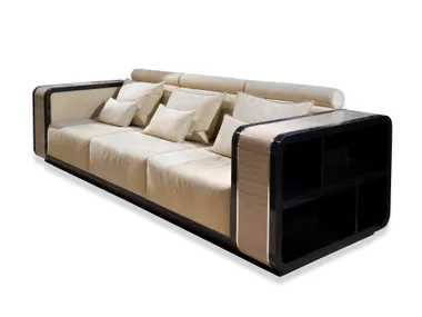 Divano in nabuk a 3 posti con libreria in legno TANK Radice