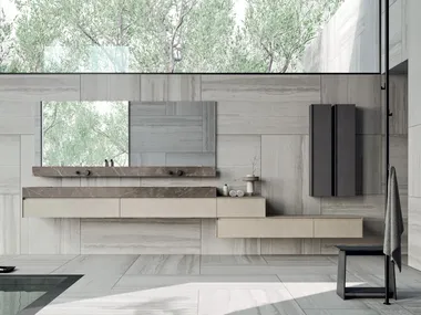 Mensola con rubinetteria per lavabo SEAMLESS Rexa
