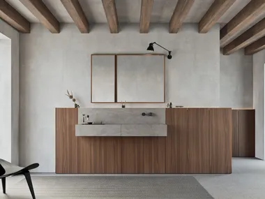 Composizione in noce Canaletto e Corian® Artista Dust VISION EVOKE Rexa