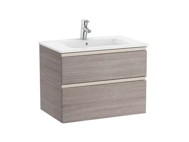 Mobile lavabo sospeso in legno con lavabo integrato con cassetti UNIK A85147 / A85148 / A85149 Roca