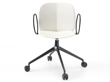 Sedia in tecnopolimero con ruote con braccioli MENTHA S-CAB