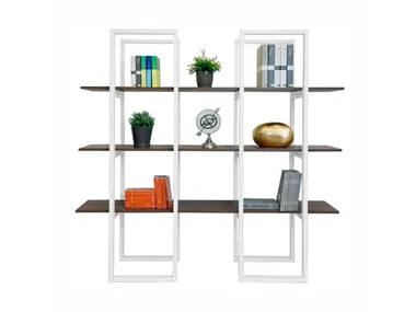 Libreria modulare a parete a giorno in alluminio e legno EMME STUDIO T