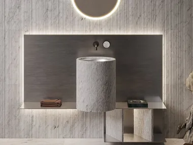 Lavabo rotondo sospeso in marmo THE SMALL HOURS Salvatori
