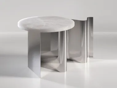 Tavolino rotondo in metallo con piano in marmo SKETCH Secolo