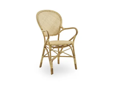 Sedia a medaglione in rattan con braccioli ROSSINI Sika Design