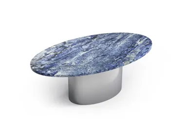 Tavolino ovale con piano in granito Blue Bahia VALLEYRA STONE VALLEY