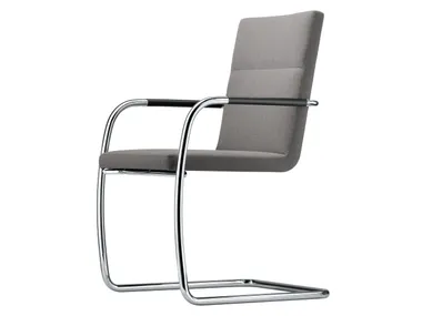 Sedia a sbalzo imbottita con braccioli S 61 V Thonet