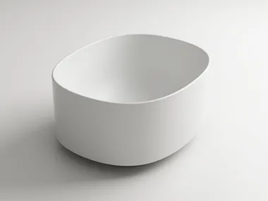 Lavabo ovale singolo da appoggio con piano rubinetteria DROP MINI Valdama