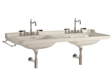 Lavabo doppio in ceramica con porta asciugamani WALDORF 4143 Kerasan