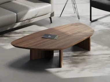 Tavolino da caffè basso in legno impiallacciato DOHA WORKSPACE
