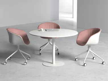 Tavolo rotondo in acciaio inox con base centrale MILAN WORKSPACE
