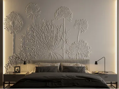 Pannello decorativo tridimensionale in gesso DANDELIONS WallDeco