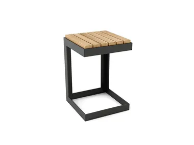 Tavolino quadrato di servizio in acciaio e legno MORE COMFORT Walters