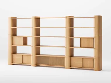 Libreria modulare a giorno autoportante in legno PATH Wewood