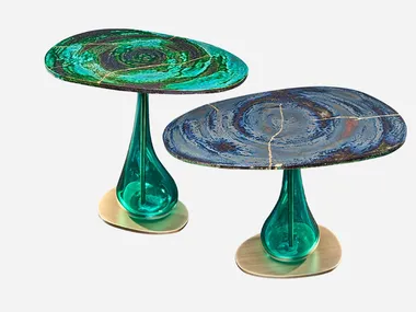Tavolino in vetro soffiato e metallo con piano in ceramica DELIGHT Zade Design