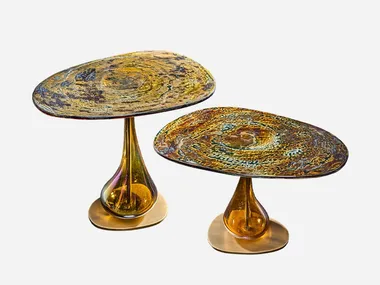Tavolino in vetro soffiato e metallo con piano in ceramica DELIGHT Zade Design