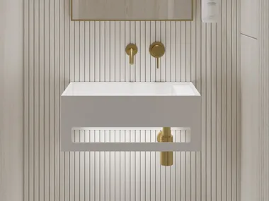 Lavabo sospeso in Resin Stone con porta asciugamani ART LUSSO