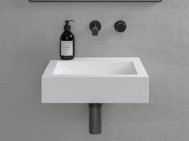 Lavabo sospeso rettangolare in Resin Stone AURA LUSSO