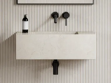 Lavabo sospeso rettangolare in marmo Crema Marfil CALLA LUSSO