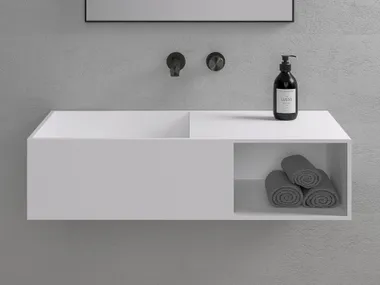 Lavabo sospeso quadrato in Resin Stone CUBIX LUSSO