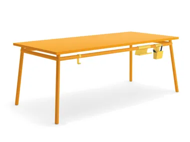 Tavolo rettangolare in metallo con accessori HUG Fantin