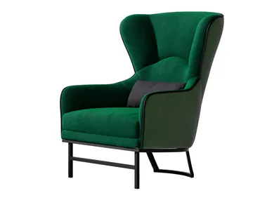 Poltrona bergere in pelle e tessuto SESTO SENSO CPRN HOMOOD